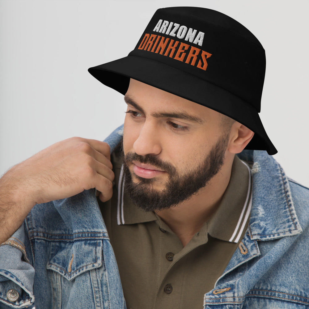 Bucket Hat with Arizona Drinkers in Orange Color on Front