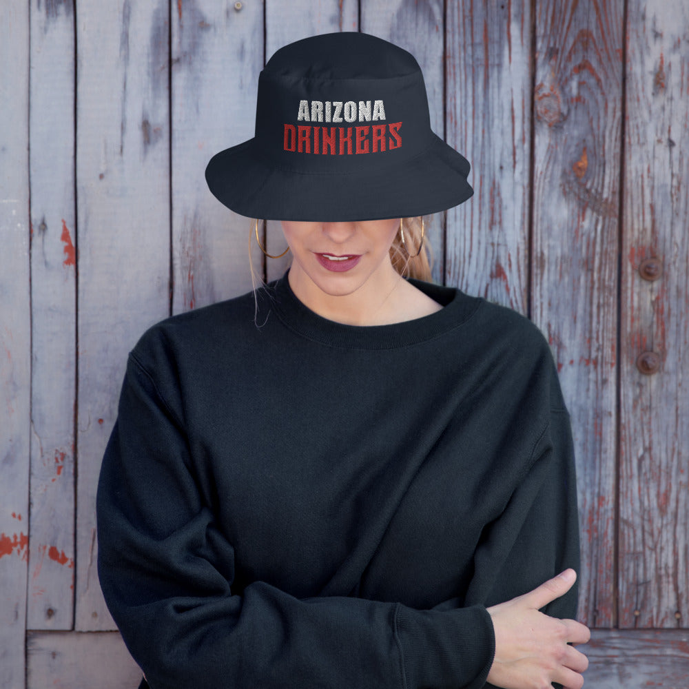 Bucket Hat with Arizona Drinkers in Red Color on Front