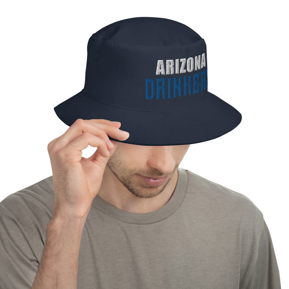 Bucket Hat with Arizona Drinkers in Blue Color on Front
