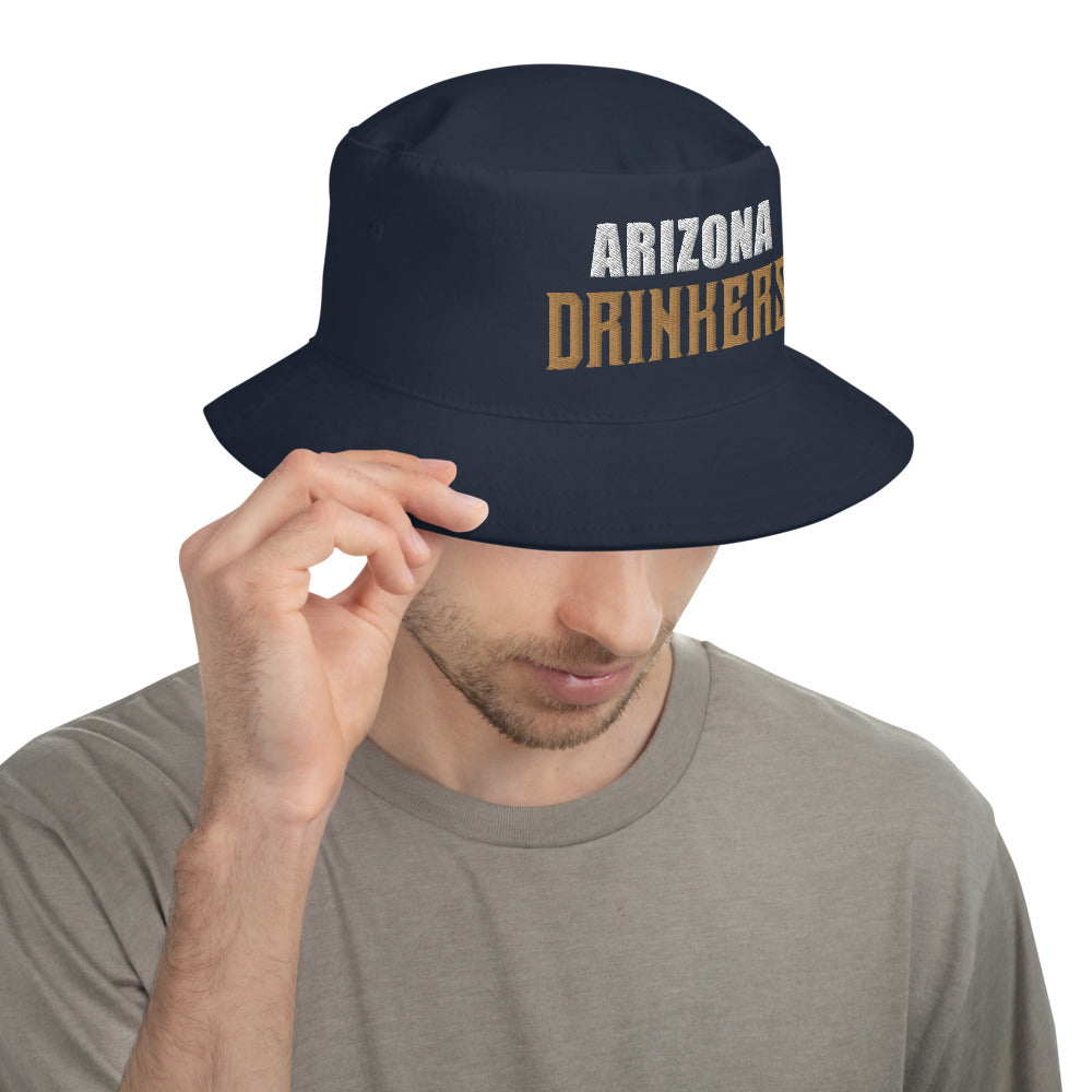 Bucket Hat with Arizona Drinkers in brown Color on Front