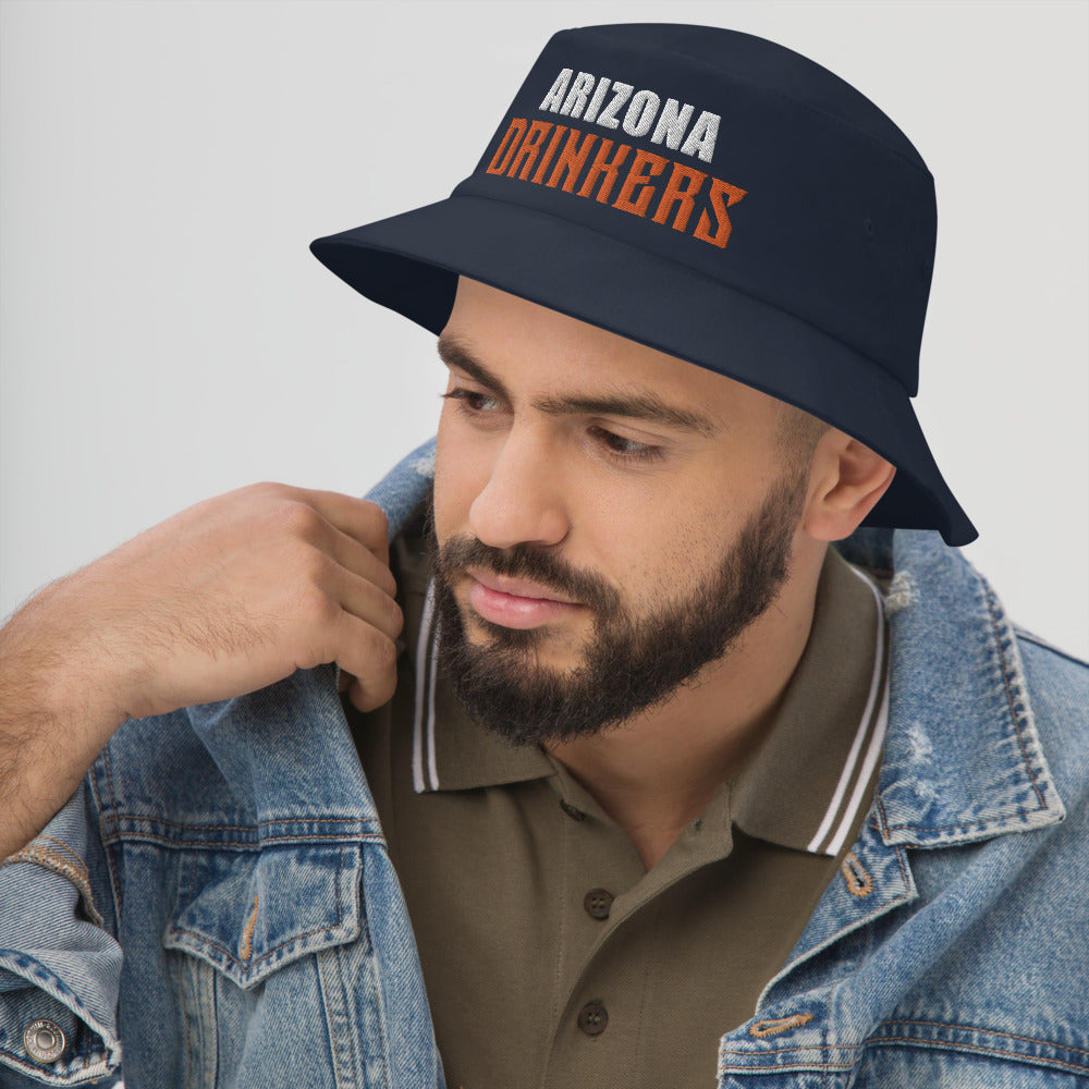 Bucket Hat with Arizona Drinkers in Orange Color on Front