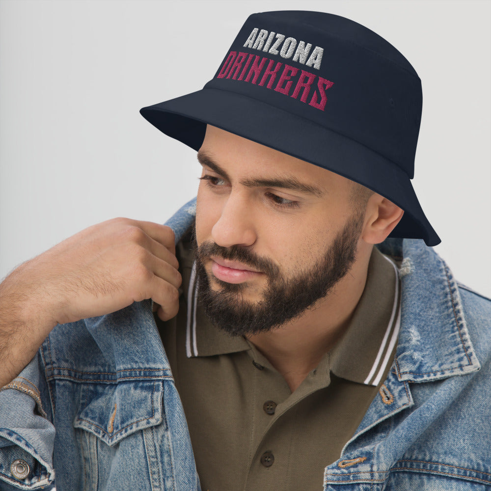 Bucket Hat with Arizona Drinkers in Pink Color on Front