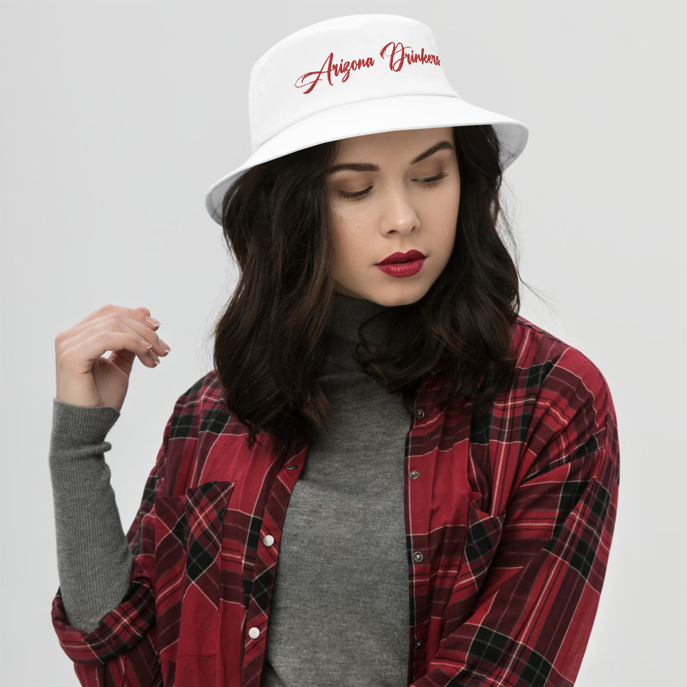 Bucket Hat with Arizona Drinkers in Red Color on Front