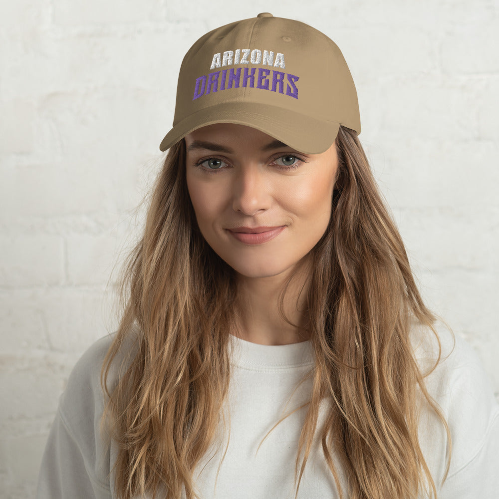 Dad hat with Arizona Drinkers in Violet Color on Front