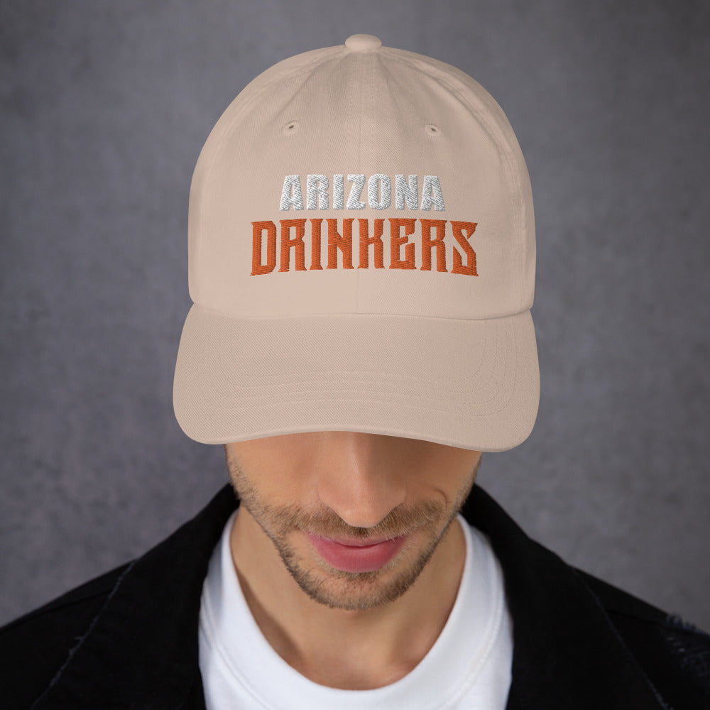 Dad hat with Arizona Drinkers in Orange Color on Front
