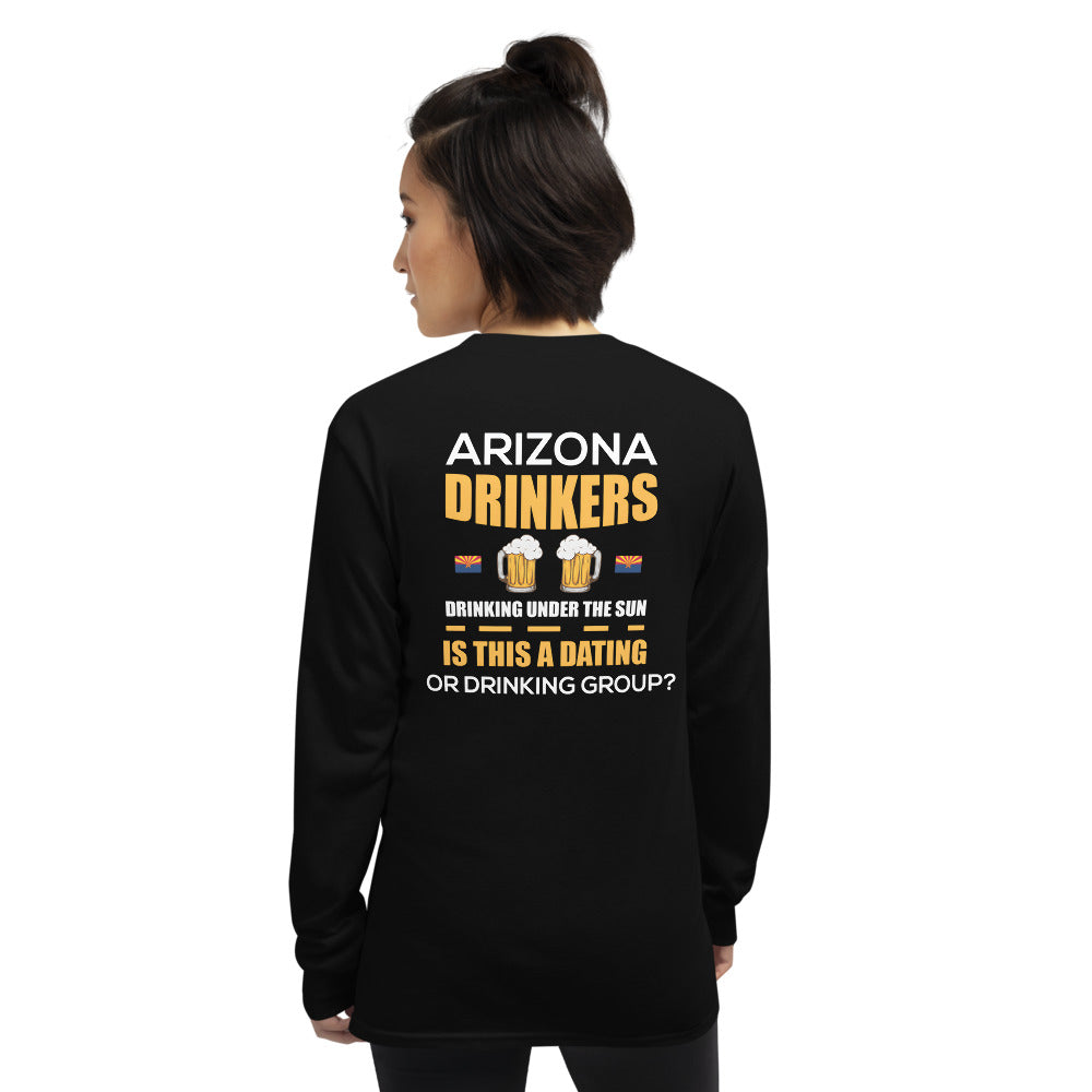 Men’s Long Sleeve Shirt with Arizona Drinkers logo on Front and Drinkers Text on Back