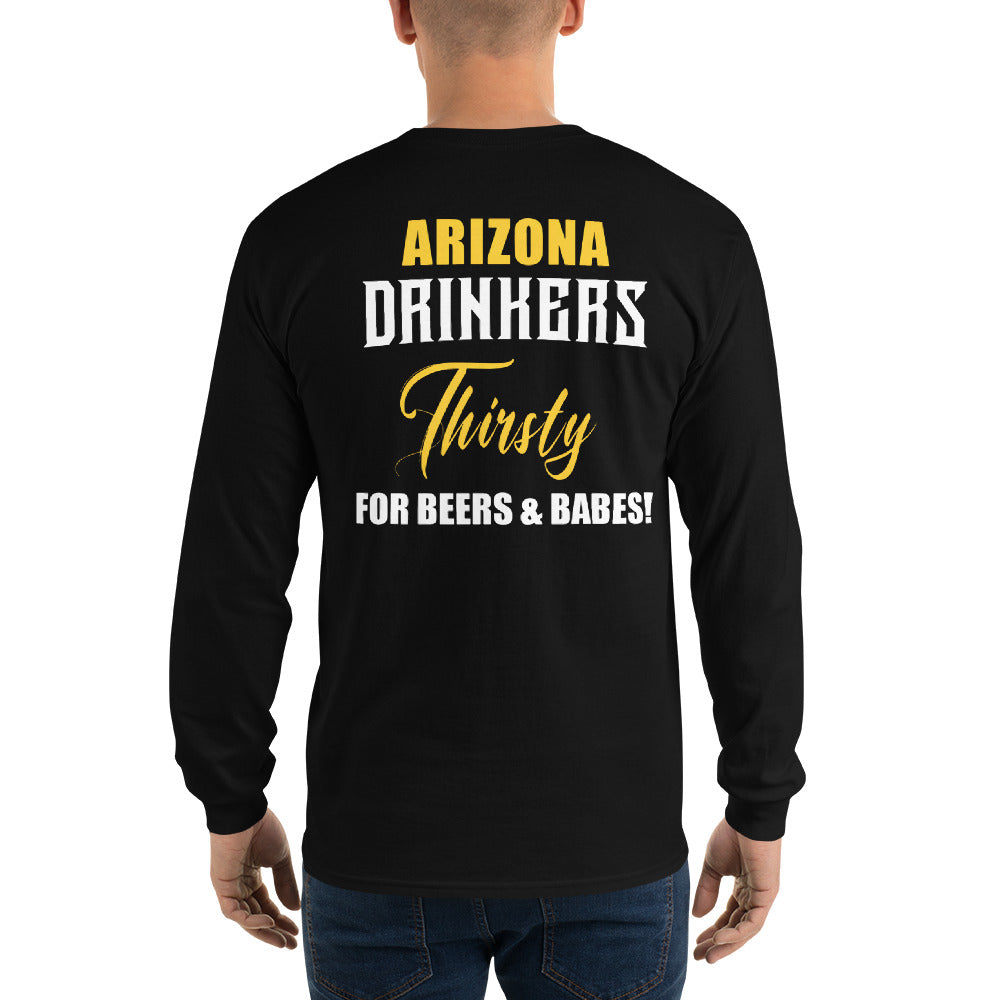 Men’s Long Sleeve Shirt with Arizona Drinkers Logo on Front and Drinkers Text on Back