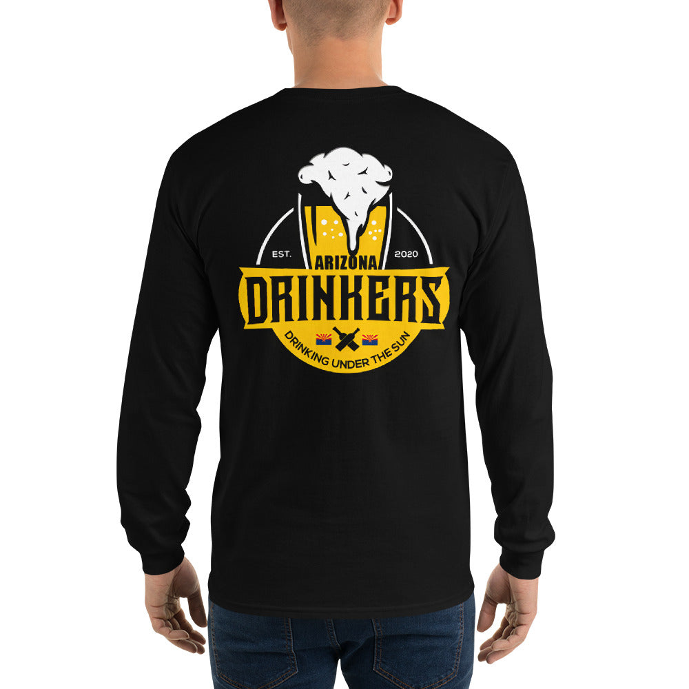Men’s Long Sleeve Shirt with Arizona Text on Front and Arizona Drinkers Logo on Back