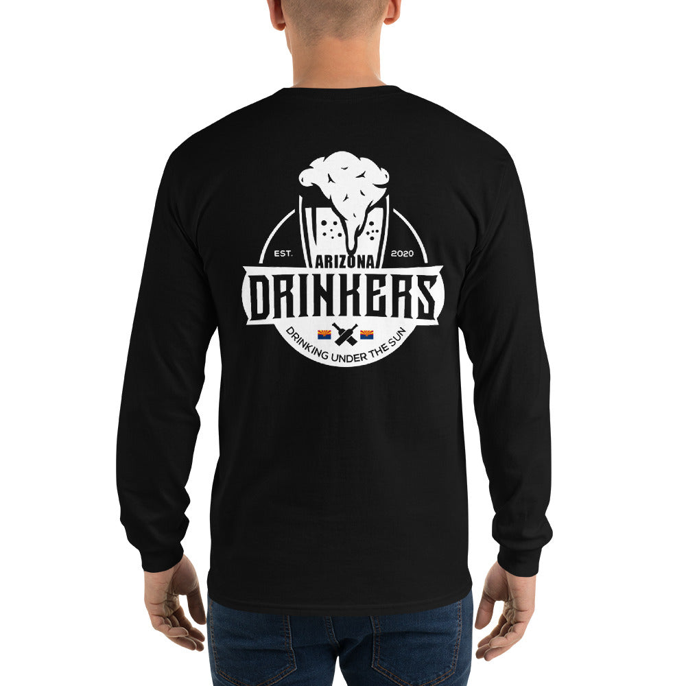 Men’s Long Sleeve Shirt with Arizona Text on Front and Arizona Drinkers Logo on Back