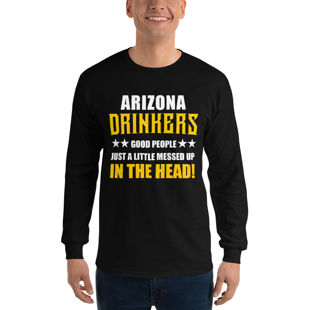 Men’s Long Sleeve Shirt with Drinkers Text on Front