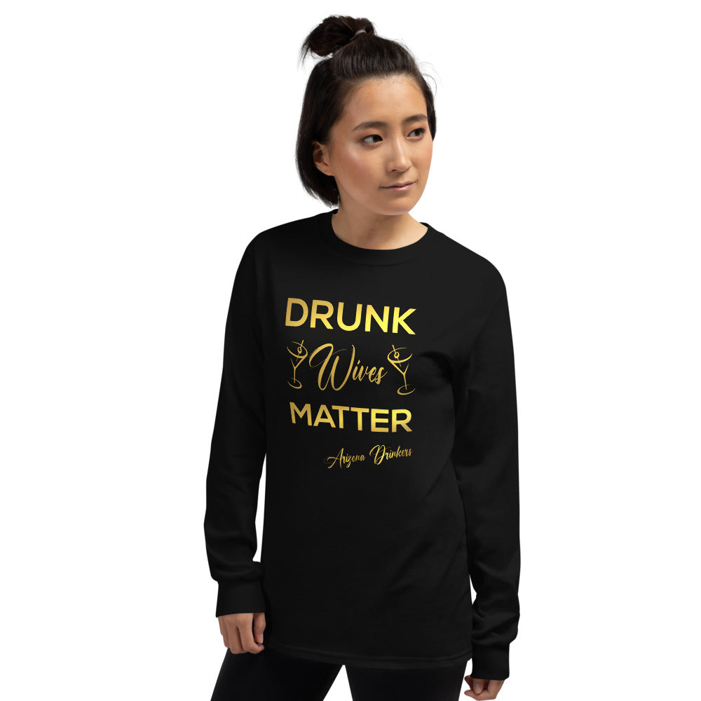 Men’s Long Sleeve Shirt with Drinkers Text on front