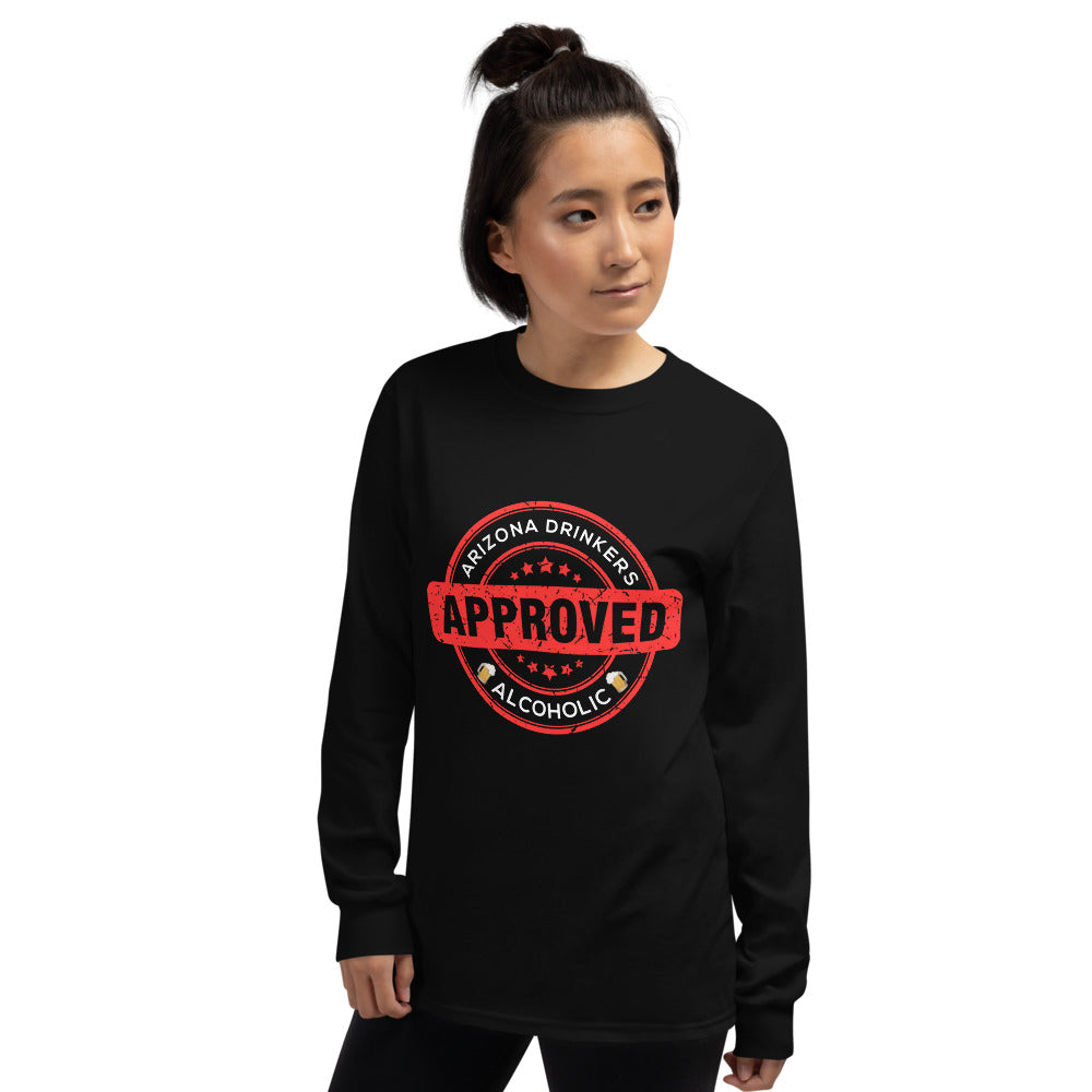 Men’s Long Sleeve Shirt with Drinkers Text on Front