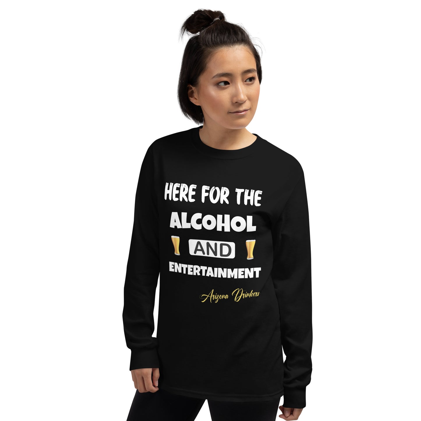 Women’s Long Sleeve Shirt with Drinkers Text on front