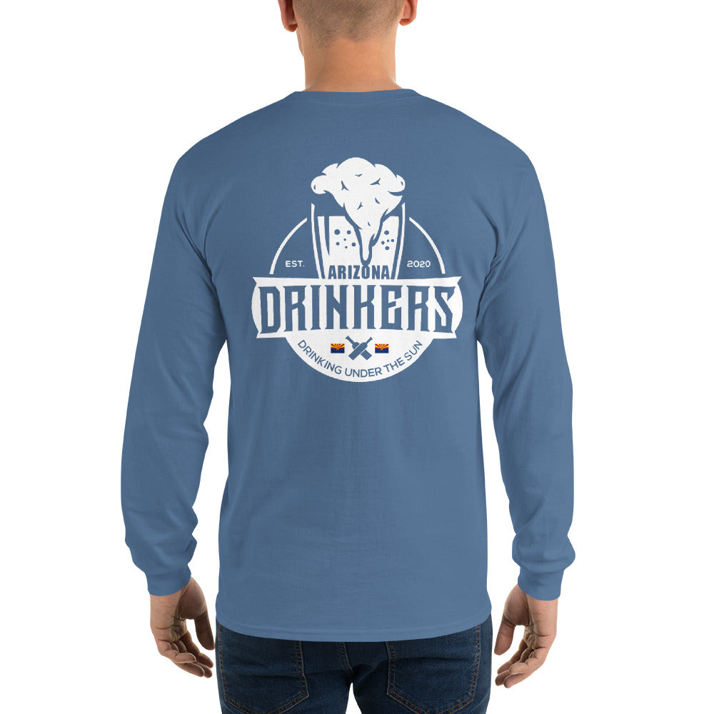 Men’s Long Sleeve Shirt with Arizona Text on Front and Arizona Drinkers Logo on Back