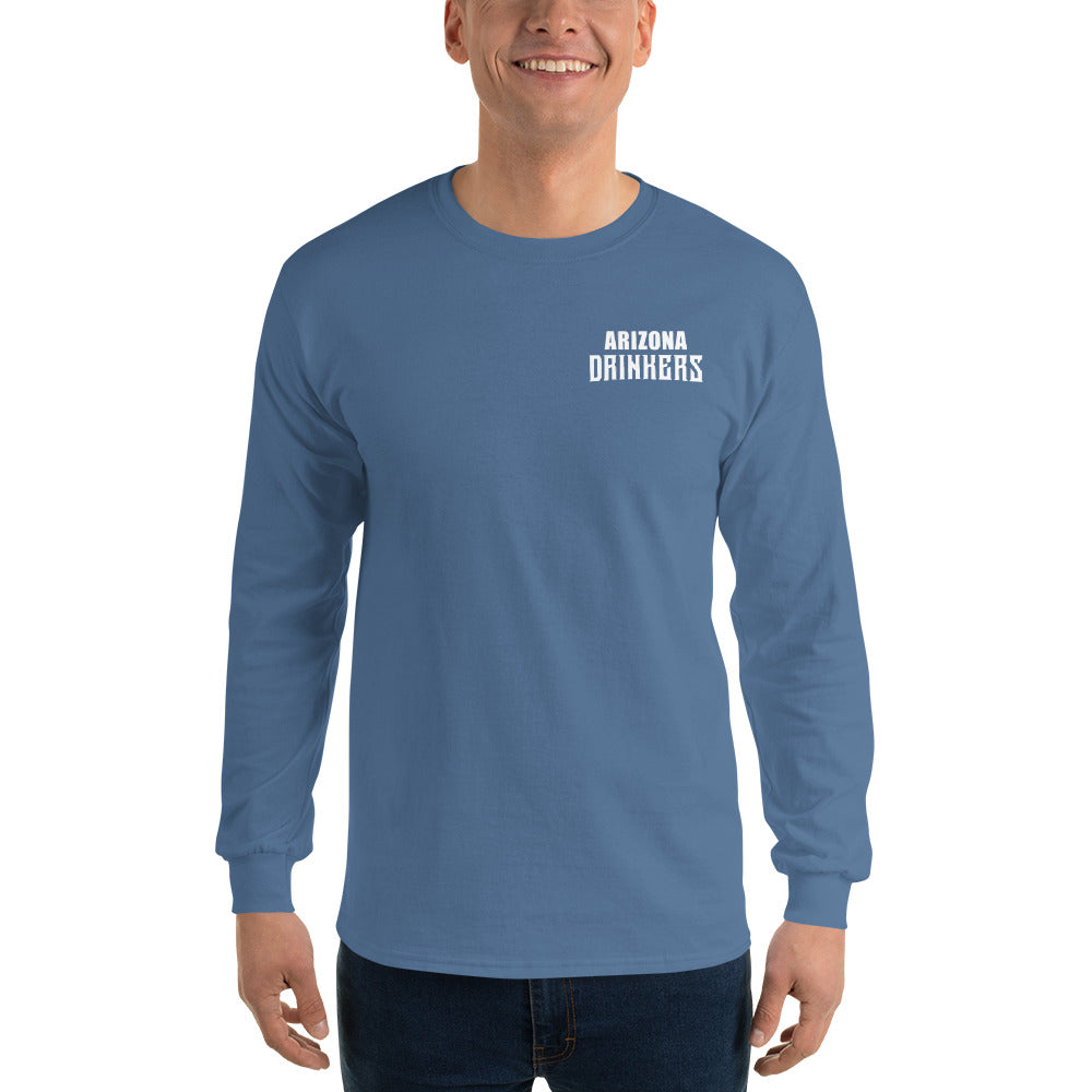 Men’s Long Sleeve Shirt with Arizona Text on Front and Arizona Drinkers Logo on Back