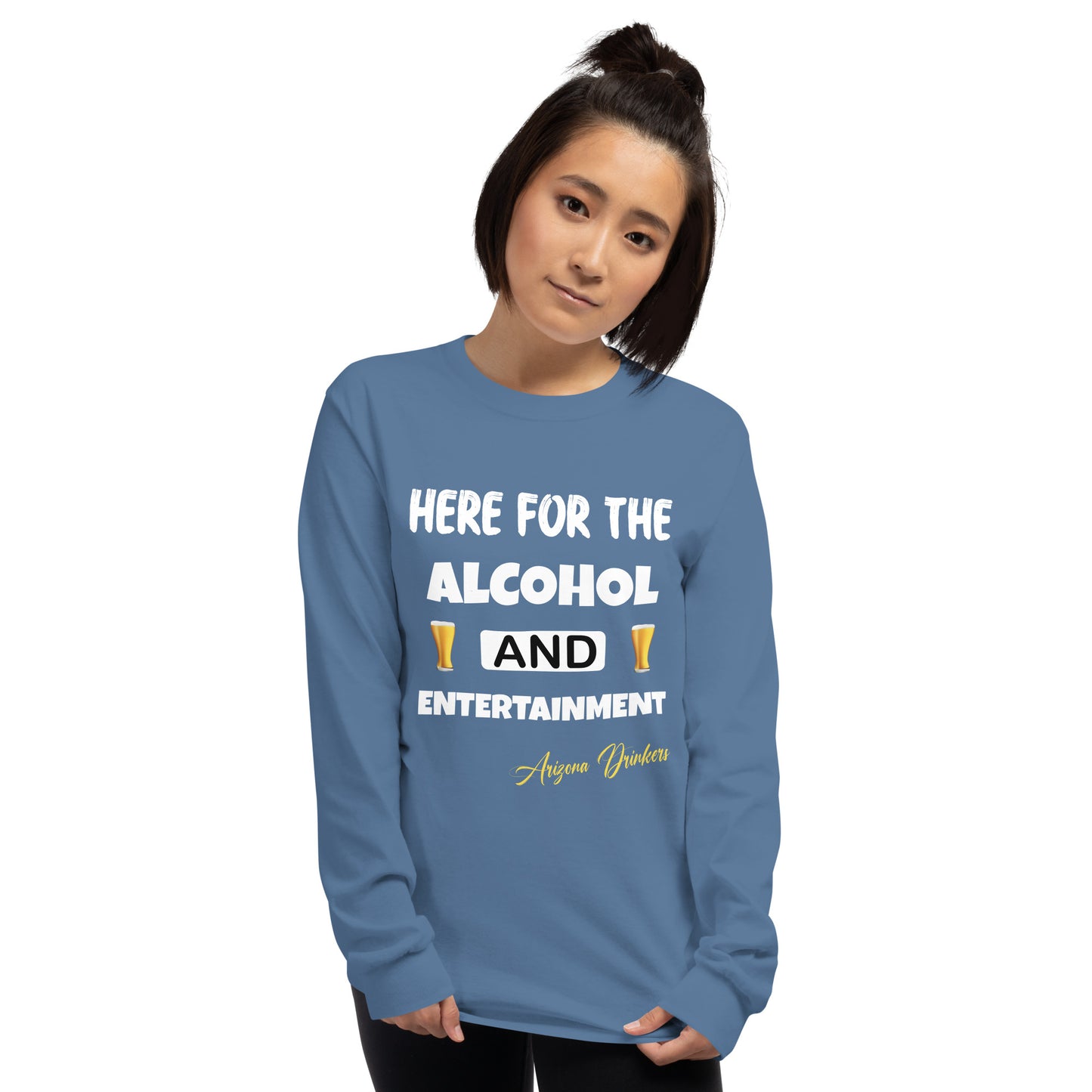 Women’s Long Sleeve Shirt with Drinkers Text on front