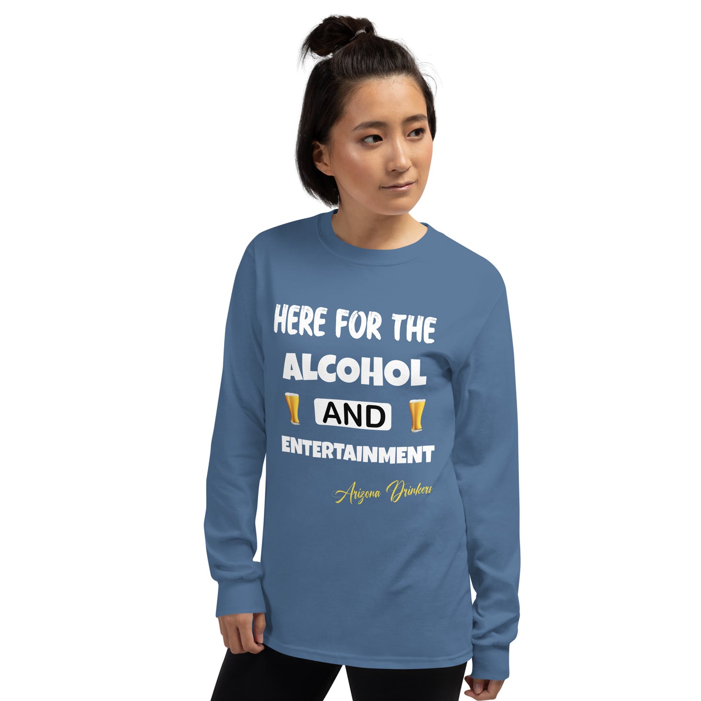 Women’s Long Sleeve Shirt with Drinkers Text on front
