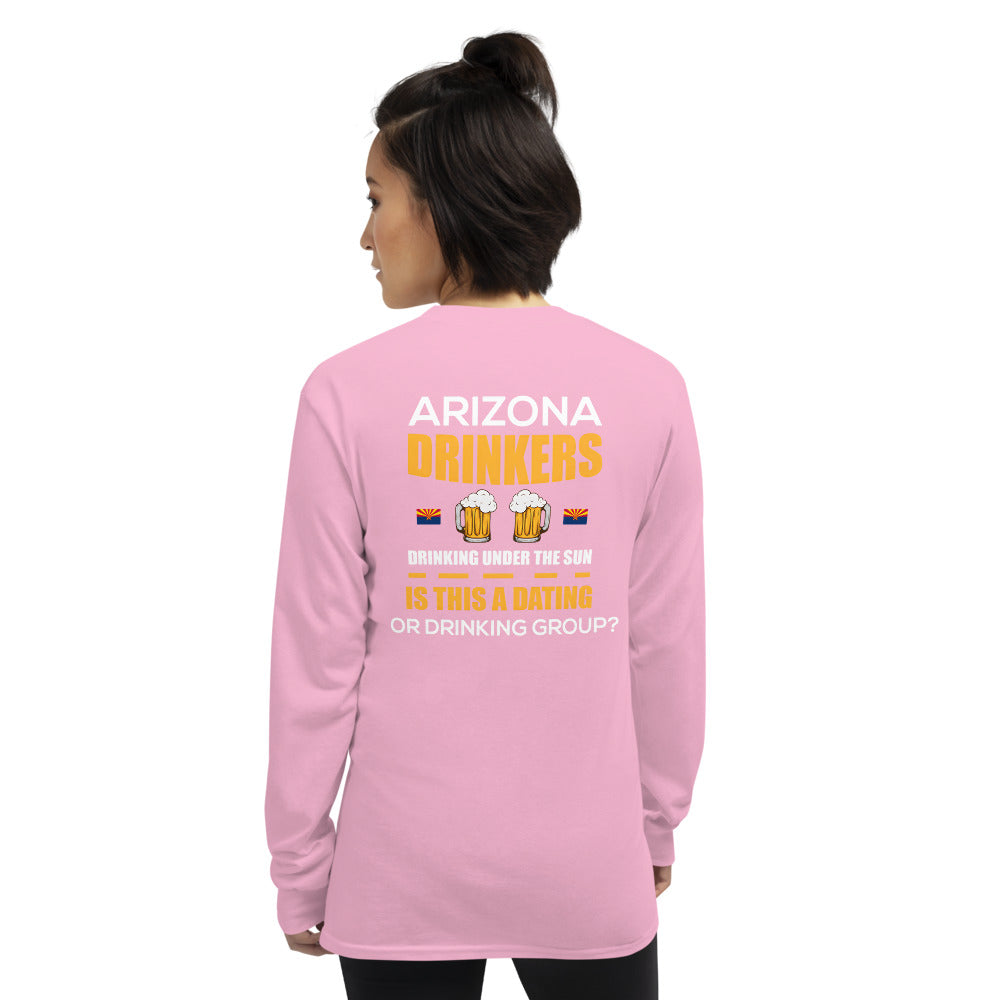 Men’s Long Sleeve Shirt with Arizona Drinkers logo on Front and Drinkers Text on Back
