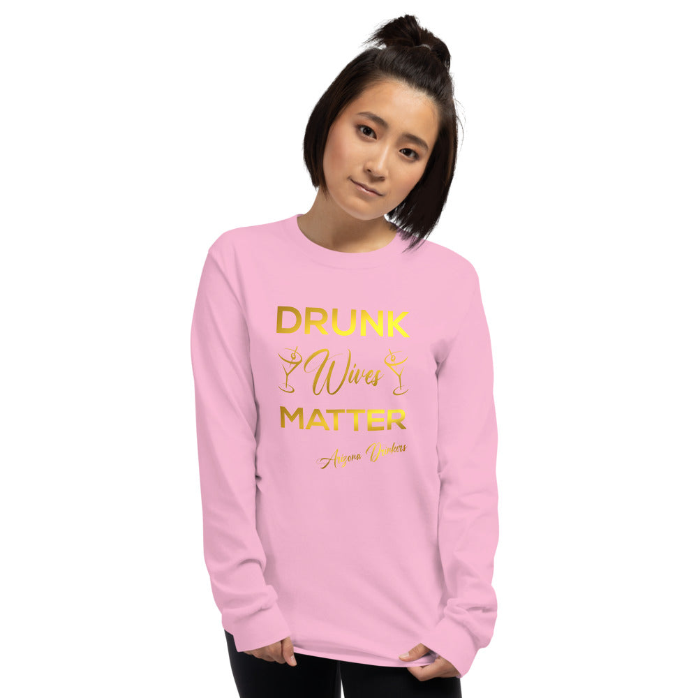 Men’s Long Sleeve Shirt with Drinkers Text on front