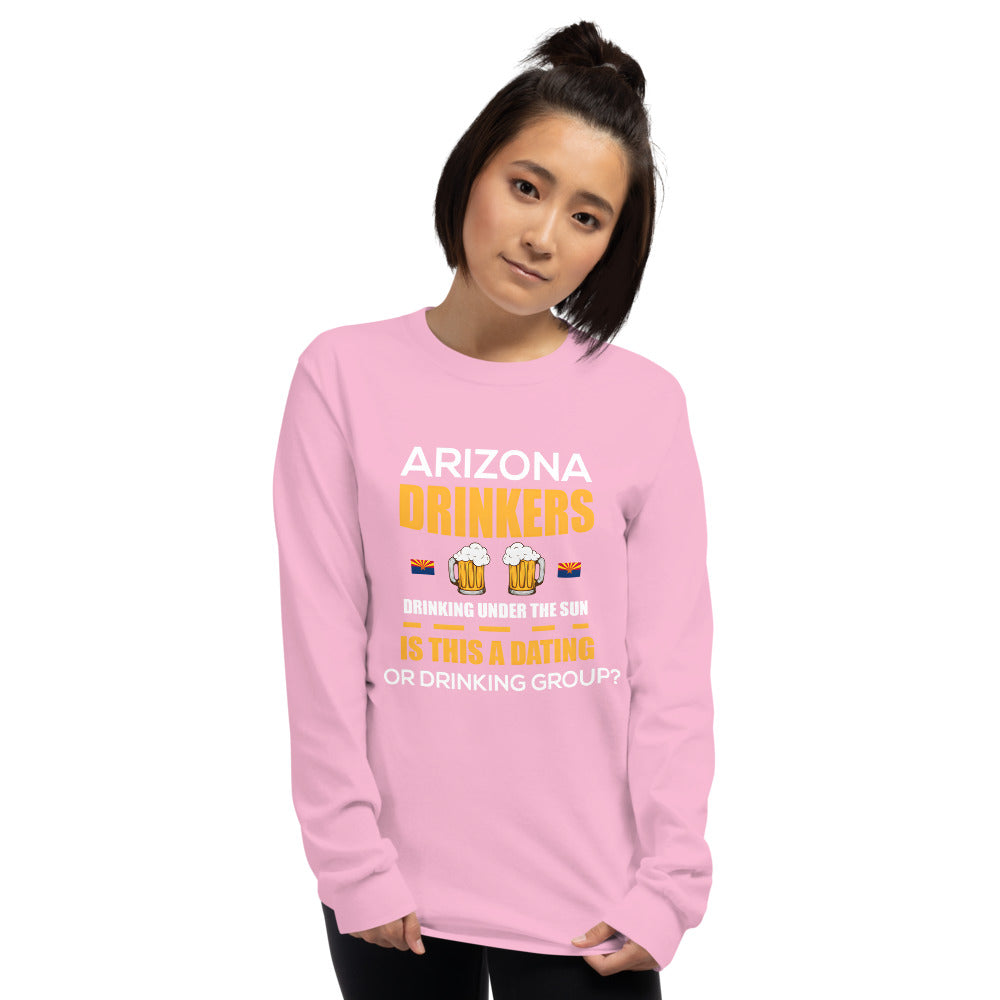 Men’s Long Sleeve Shirt with Drinkers Text on Front