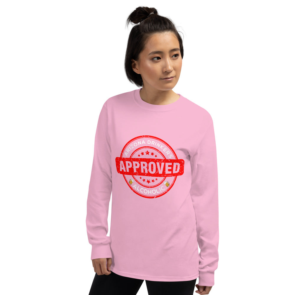 Men’s Long Sleeve Shirt with Drinkers Text on Front