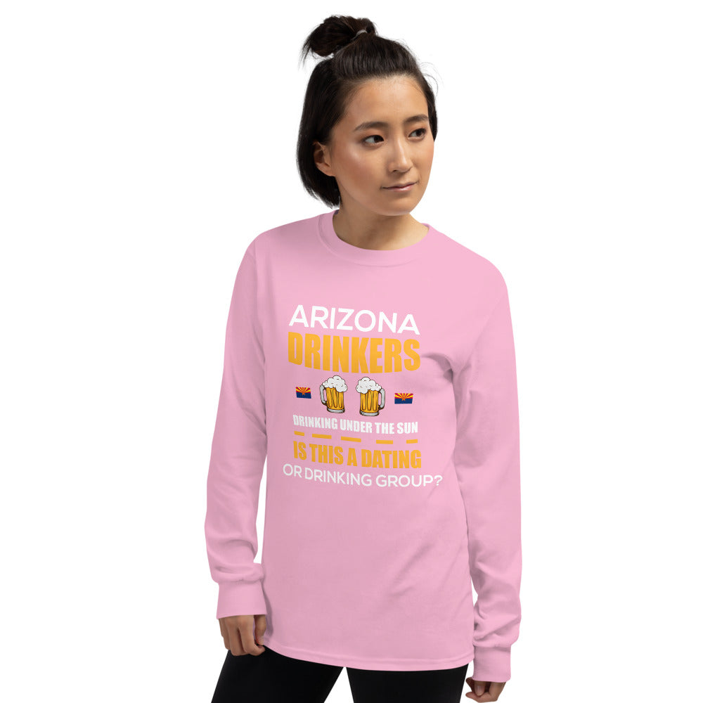 Men’s Long Sleeve Shirt with Drinkers Text on Front