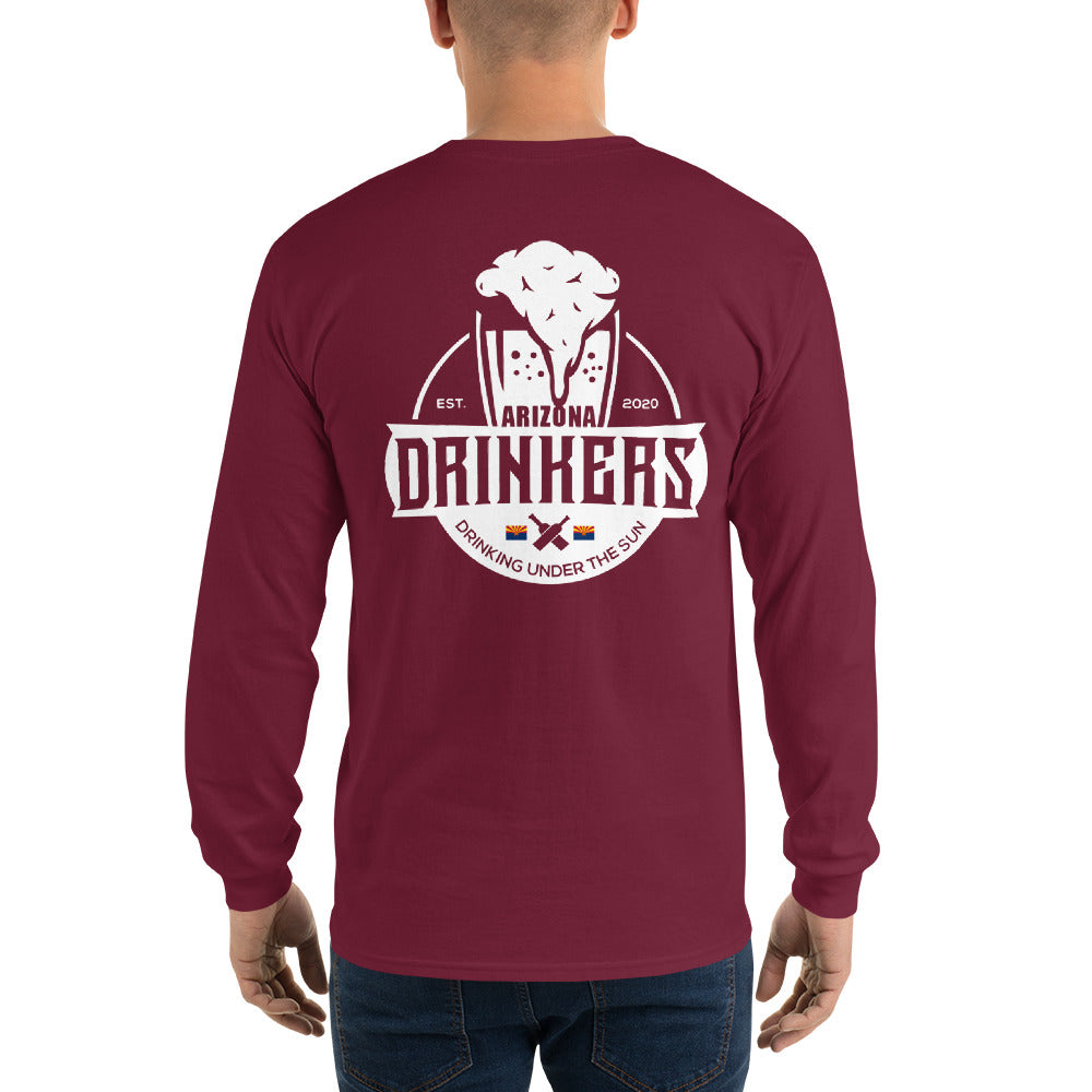 Men’s Long Sleeve Shirt with Arizona Text on Front and Arizona Drinkers Logo on Back