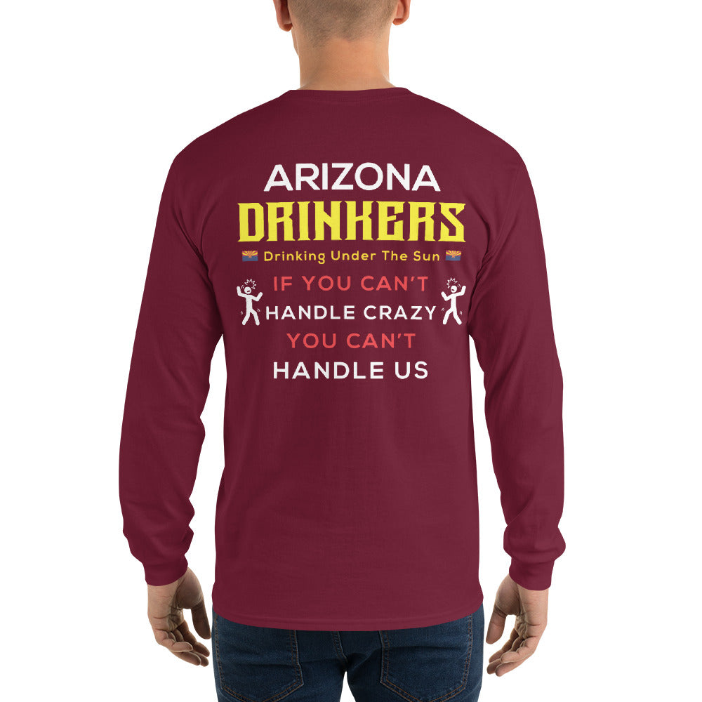 Men’s Long Sleeve Shirt with Arizona Drinkers Logo on Front and Drinkers Text on Back