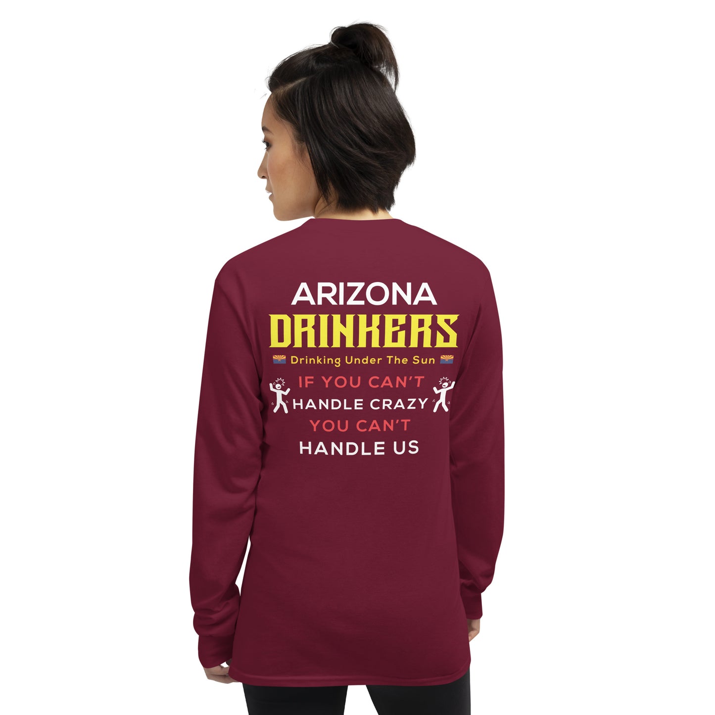 Men’s Long Sleeve Shirt with Arizona Drinkers logo on Front and Drinkers Text on Back