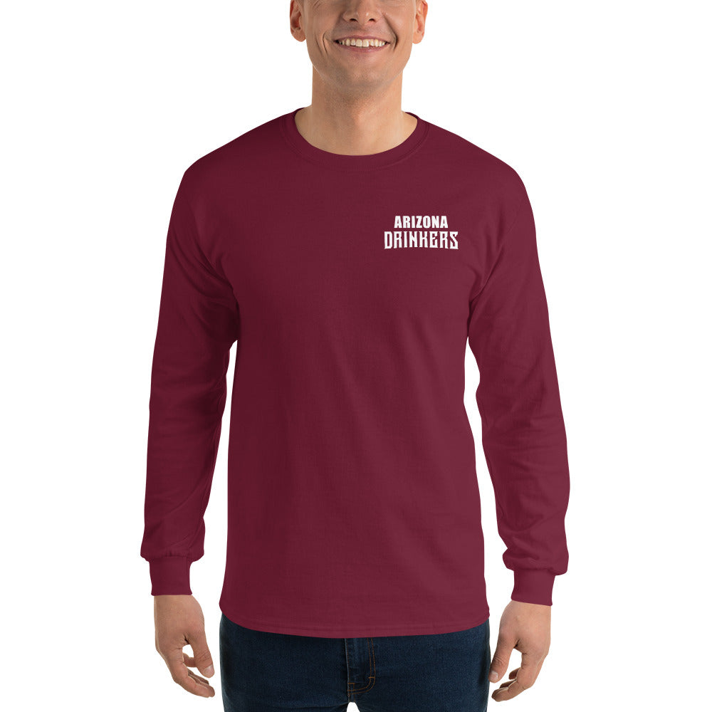 Men’s Long Sleeve Shirt with Arizona Text on Front and Arizona Drinkers Logo on Back