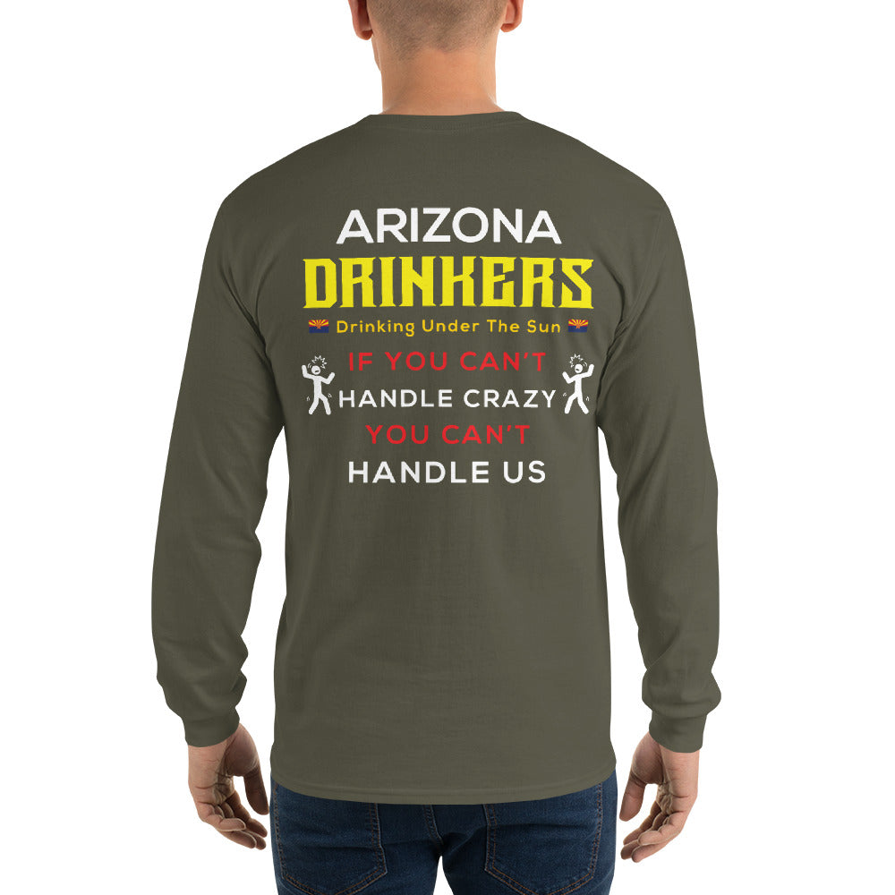 Men’s Long Sleeve Shirt with Arizona Drinkers Logo on Front and Drinkers Text on Back