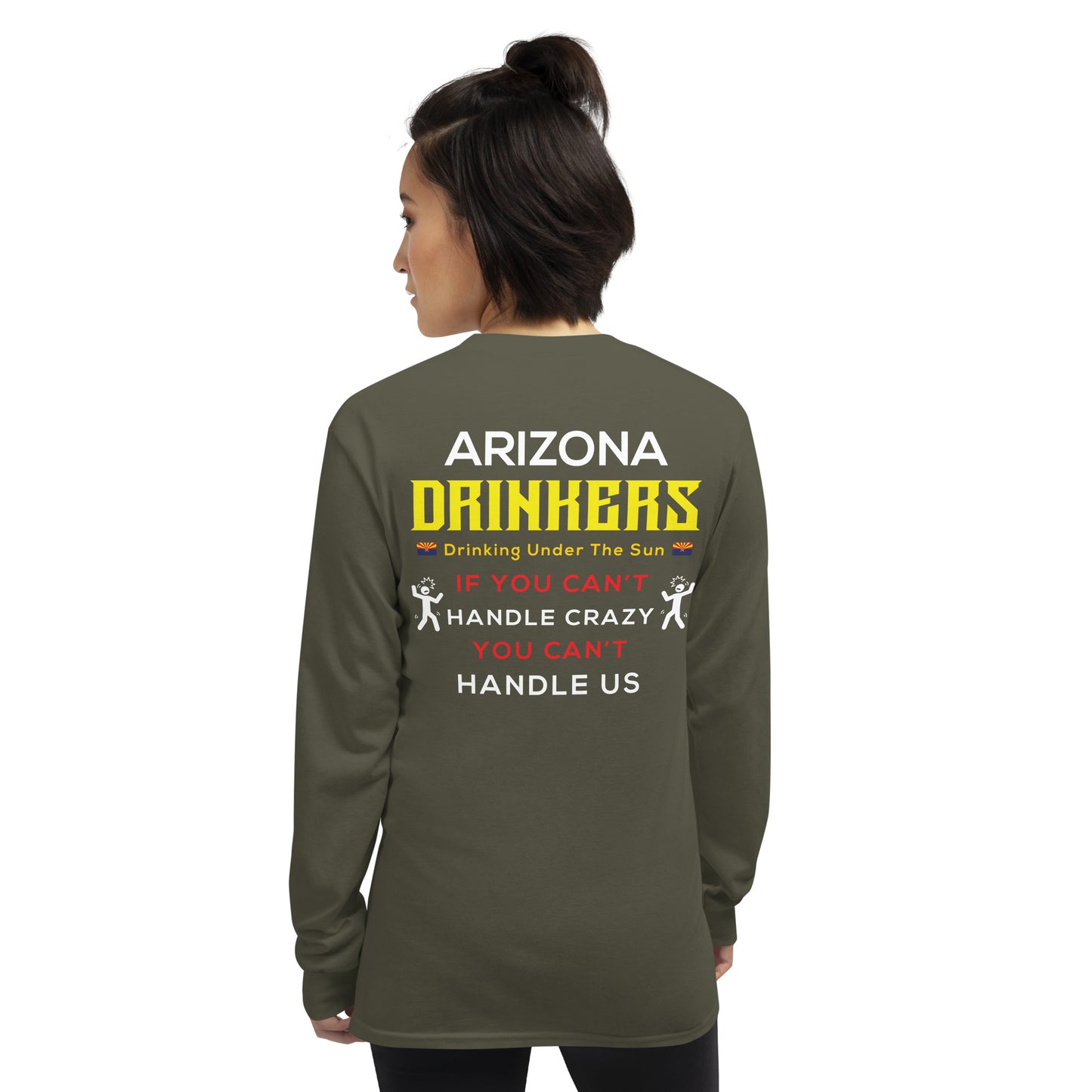 Men’s Long Sleeve Shirt with Arizona Drinkers logo on Front and Drinkers Text on Back