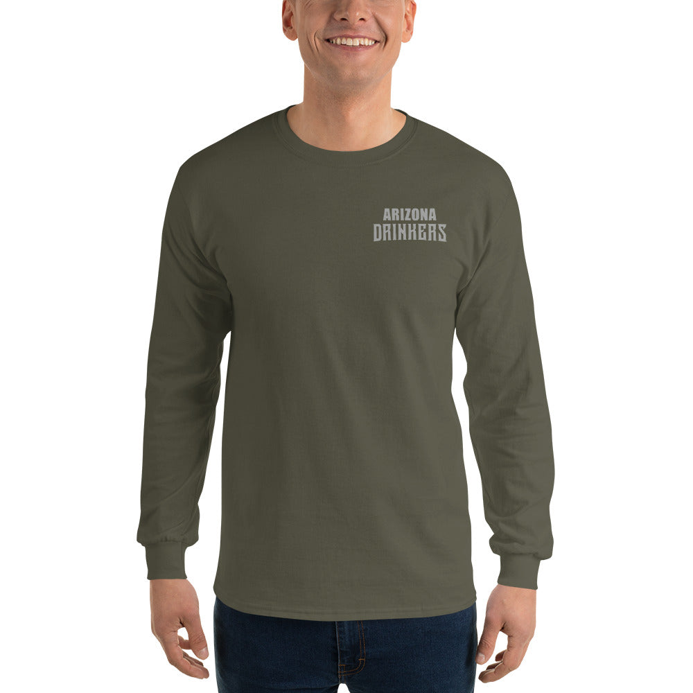 Men’s Long Sleeve Shirt with Arizona Text on Front and Arizona Drinkers Logo on Back