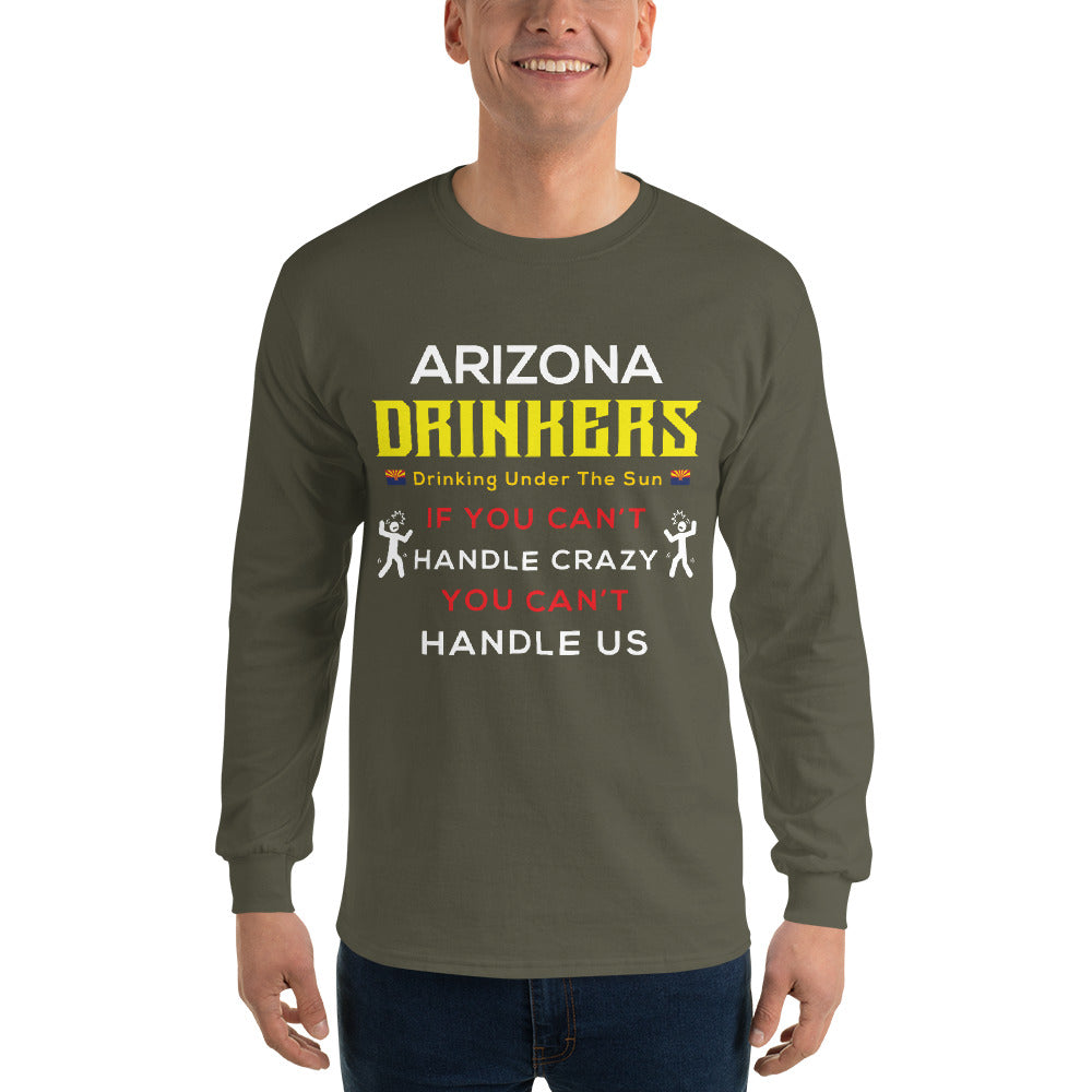Men’s Long Sleeve Shirt with Drinkers Text on front