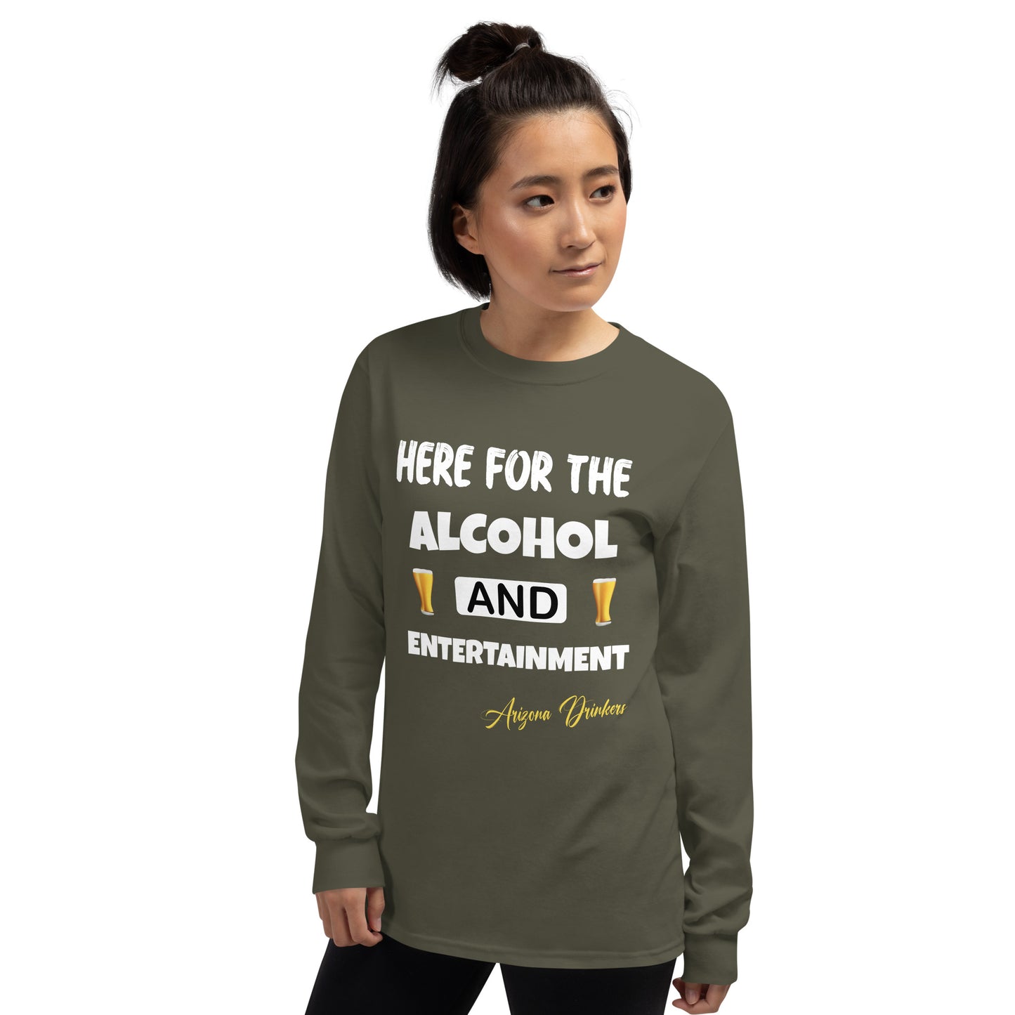 Women’s Long Sleeve Shirt with Drinkers Text on front