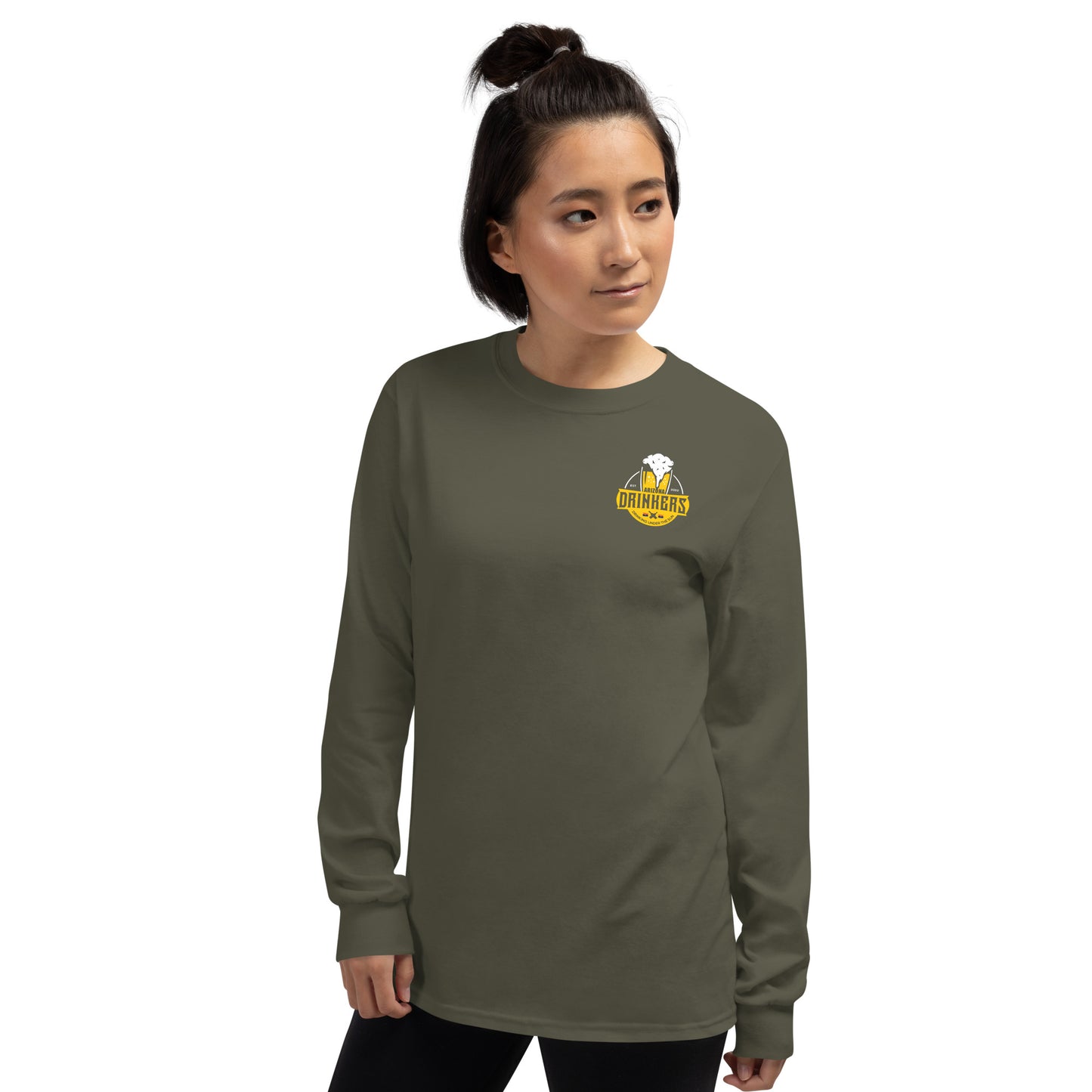 Women’s Long Sleeve Shirt with Arizona Drinkers Logo on Front and Drinkers Text on Back