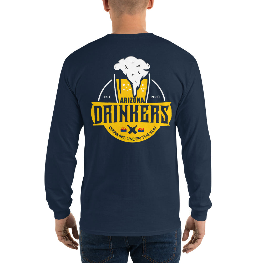 Men’s Long Sleeve Shirt with Arizona Text on Front and Arizona Drinkers Logo on Back