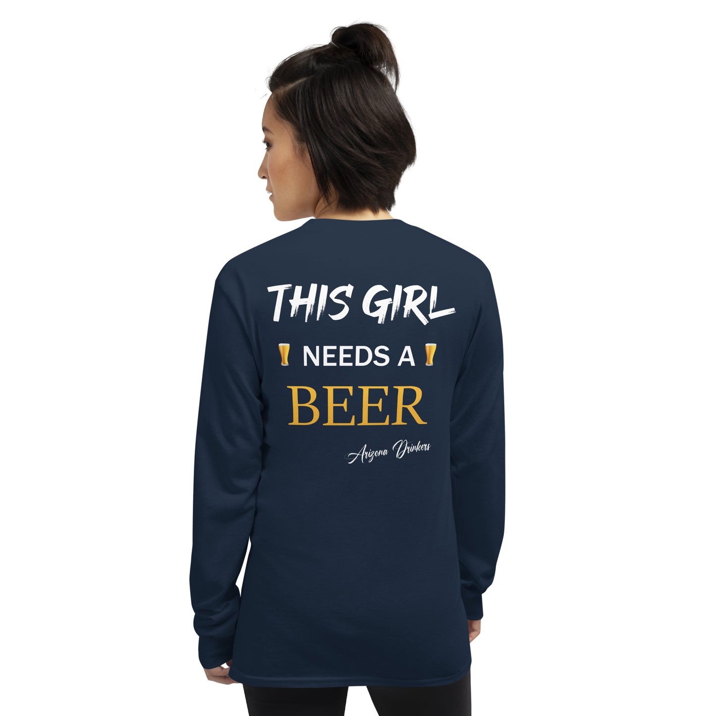Women’s Long Sleeve Shirt with Arizona Drinkers logo on Front and Drinkers Text on Back