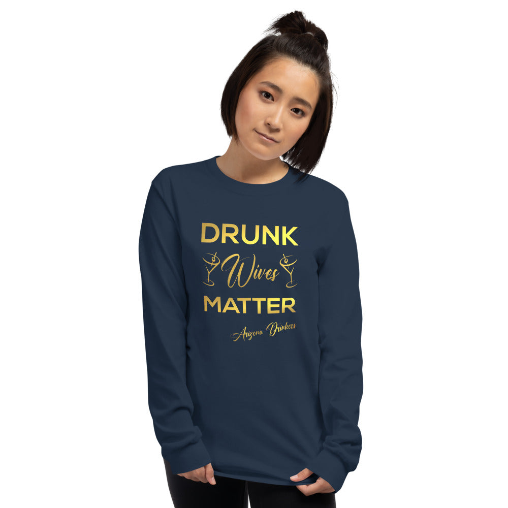 Men’s Long Sleeve Shirt with Drinkers Text on front