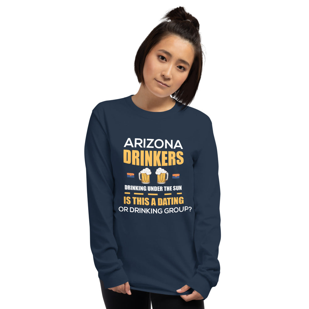 Men’s Long Sleeve Shirt with Drinkers Text on Front