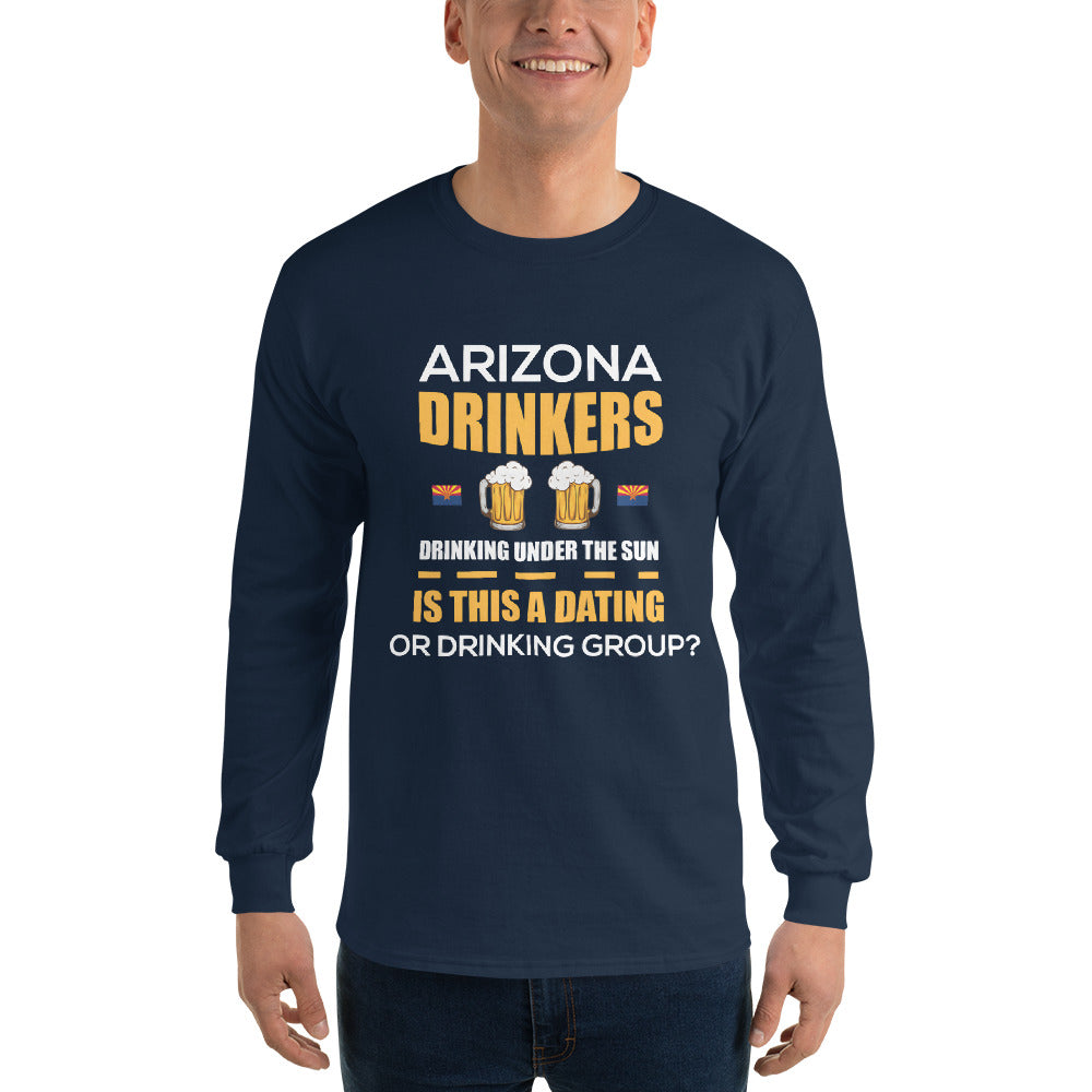 Men’s Long Sleeve Shirt with Drinkers Text on Front