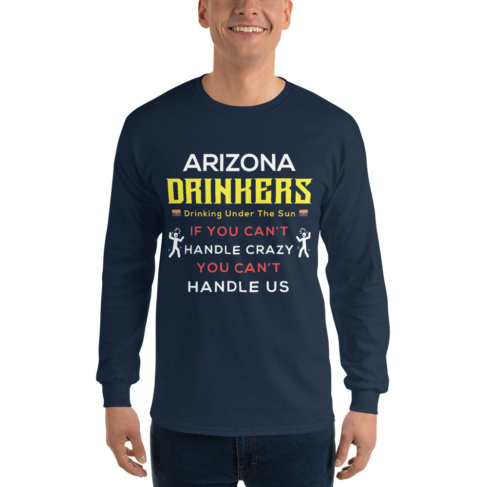 Men’s Long Sleeve Shirt with Drinkers Text on front