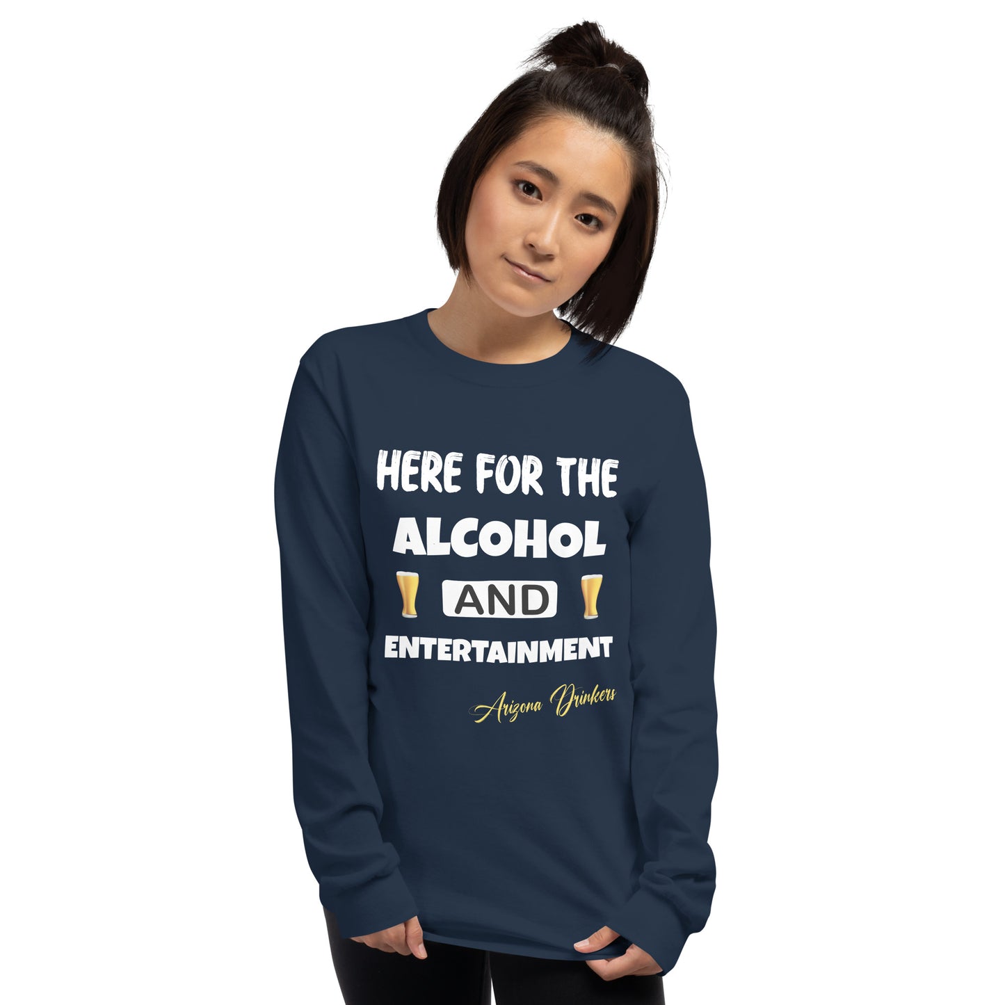 Women’s Long Sleeve Shirt with Drinkers Text on front