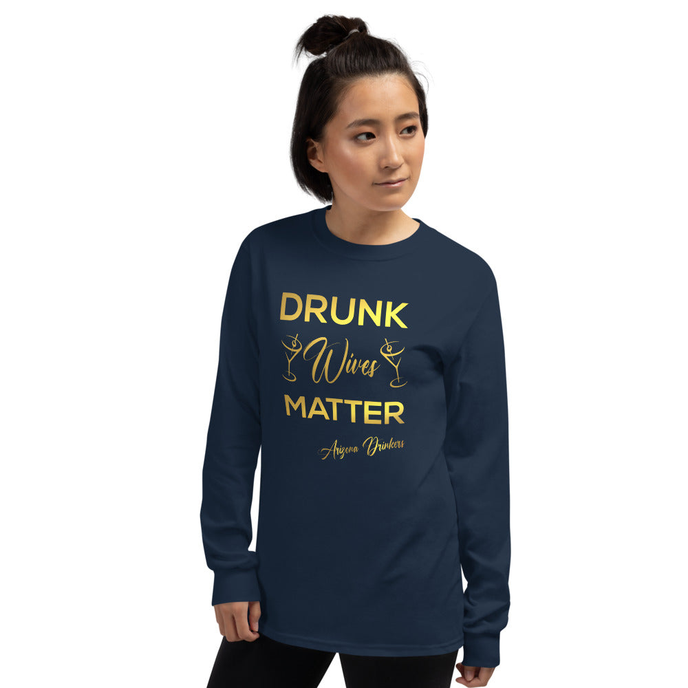 Men’s Long Sleeve Shirt with Drinkers Text on front