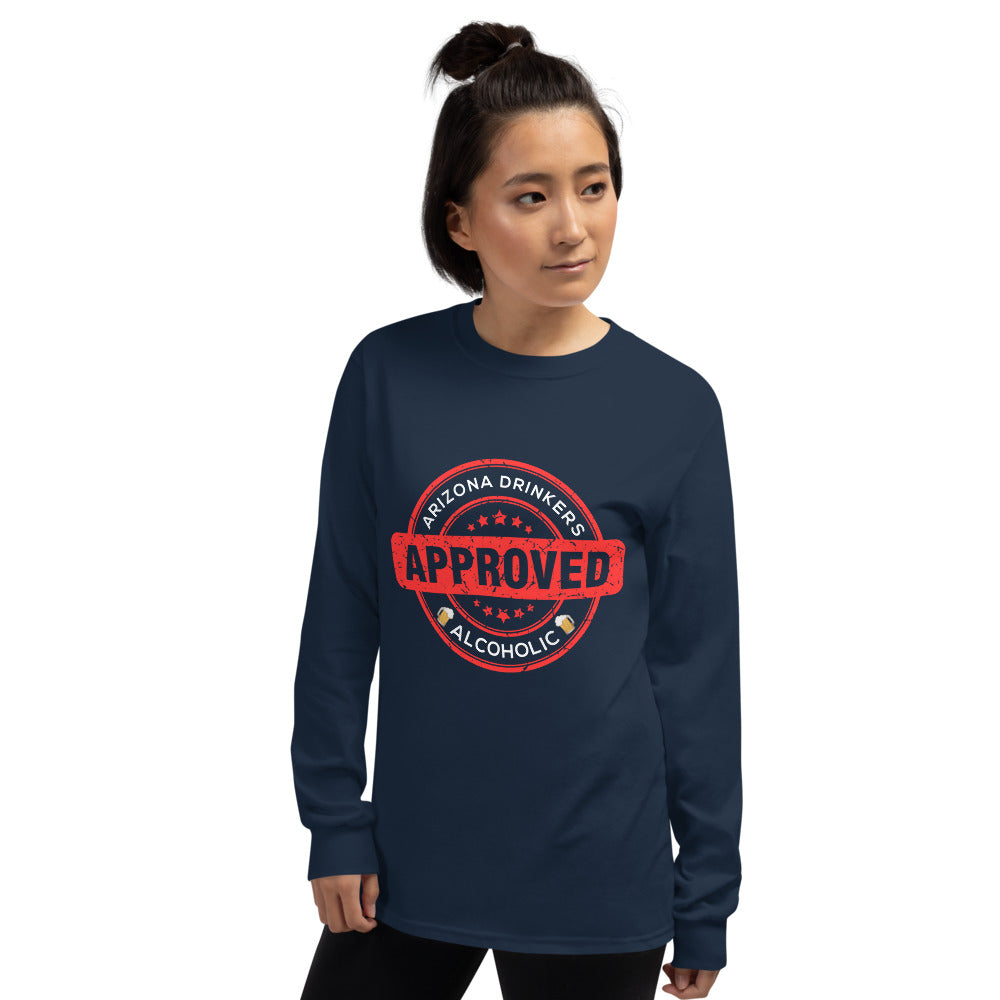 Men’s Long Sleeve Shirt with Drinkers Text on Front