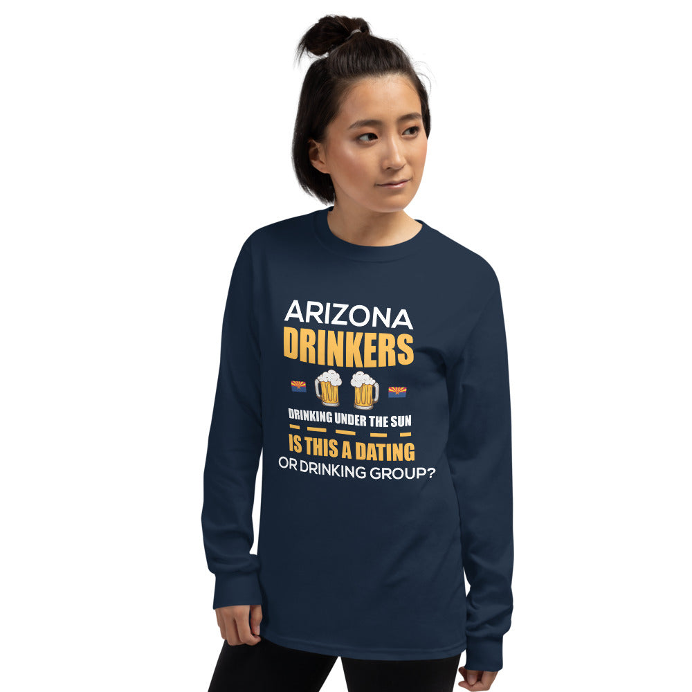 Men’s Long Sleeve Shirt with Drinkers Text on Front