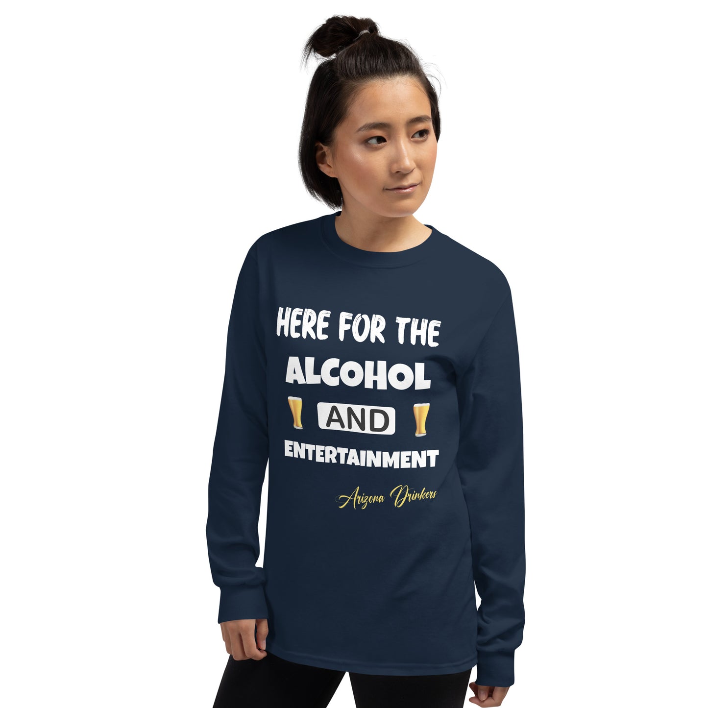 Women’s Long Sleeve Shirt with Drinkers Text on front