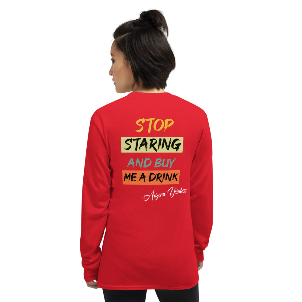 Men’s Long Sleeve Shirt with Arizona Drinkers logo on Front and Drinkers Text on Back