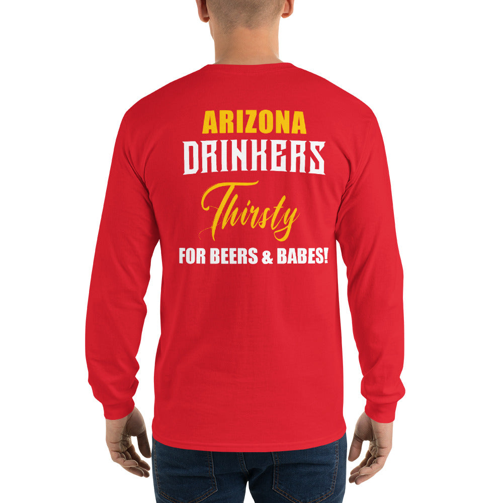 Men’s Long Sleeve Shirt with Arizona Drinkers Logo on Front and Drinkers Text on Back