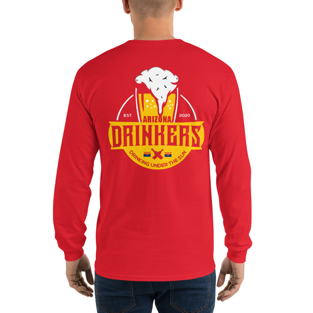 Men’s Long Sleeve Shirt with Arizona Text on Front and Arizona Drinkers Logo on Back
